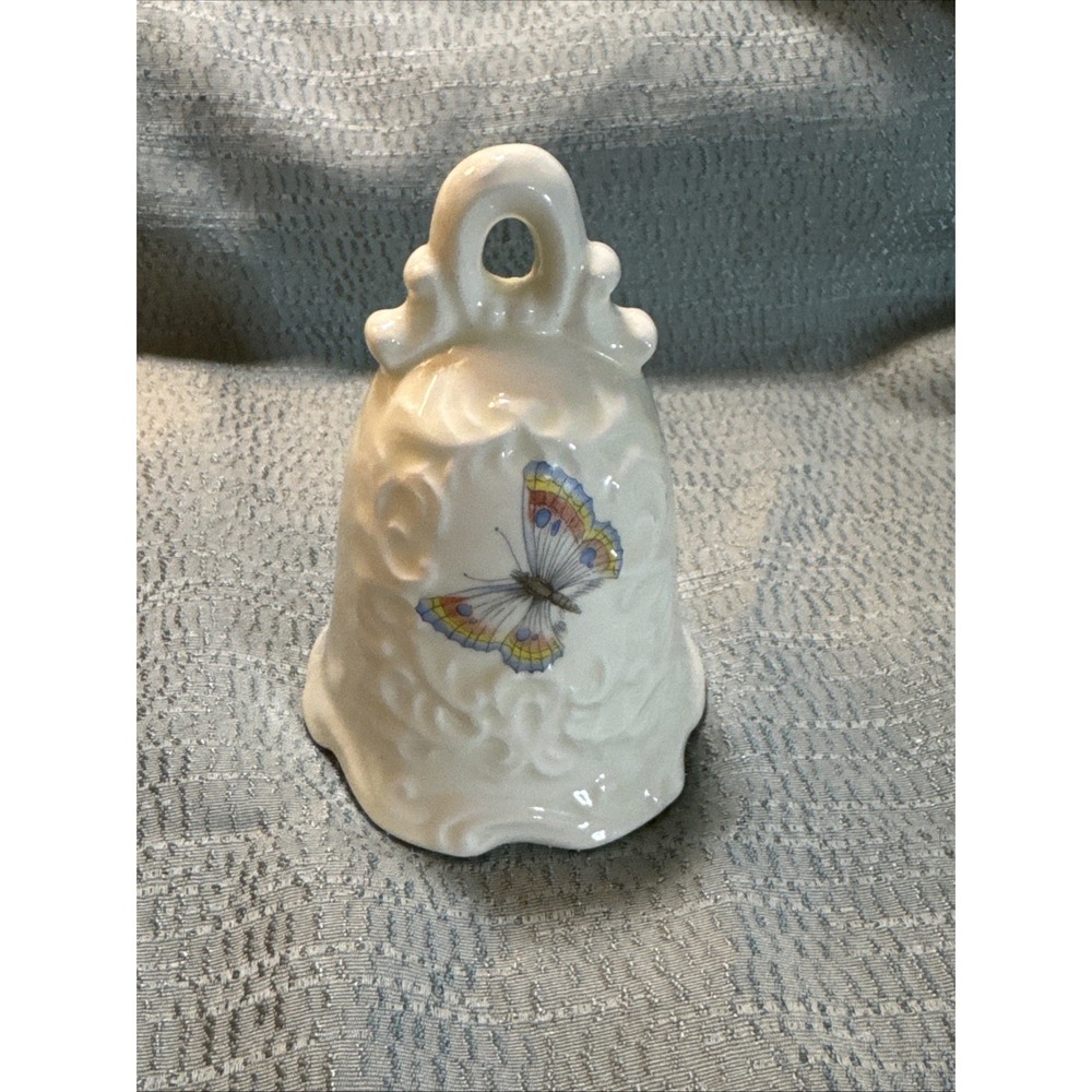Vintage Handmade Porcelain Bell Butterfly God Is Love
